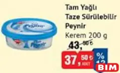 KEREM TAM YAĞLI TAZE SÜRÜLEBİLİR PEYNİR 200 G